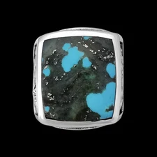 Mountain Ring, 925 Sterling Silver ring, Morenci Turquoise, Size 8 ring