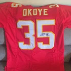 Christian Okoye Kansas City Chiefs #35 Signed Football Jersey JSA Authenticated