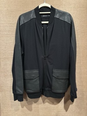 T BY ALEXANDER WANG BLACK WOOL /LEATHER DETAILs JACKET-L