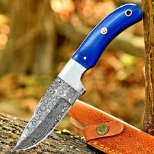 Custom Made Forged Damascus Steel Blade Hunting Skinner Knife Survival UU 47