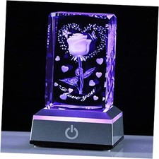 3D Engraved Romantic Crystal I Love You Rose Gifts for Her Butterfly Rose