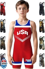 Exxact Sports Sublimated Youth Wrestling Singlet For Boys, Premium Powerlifti