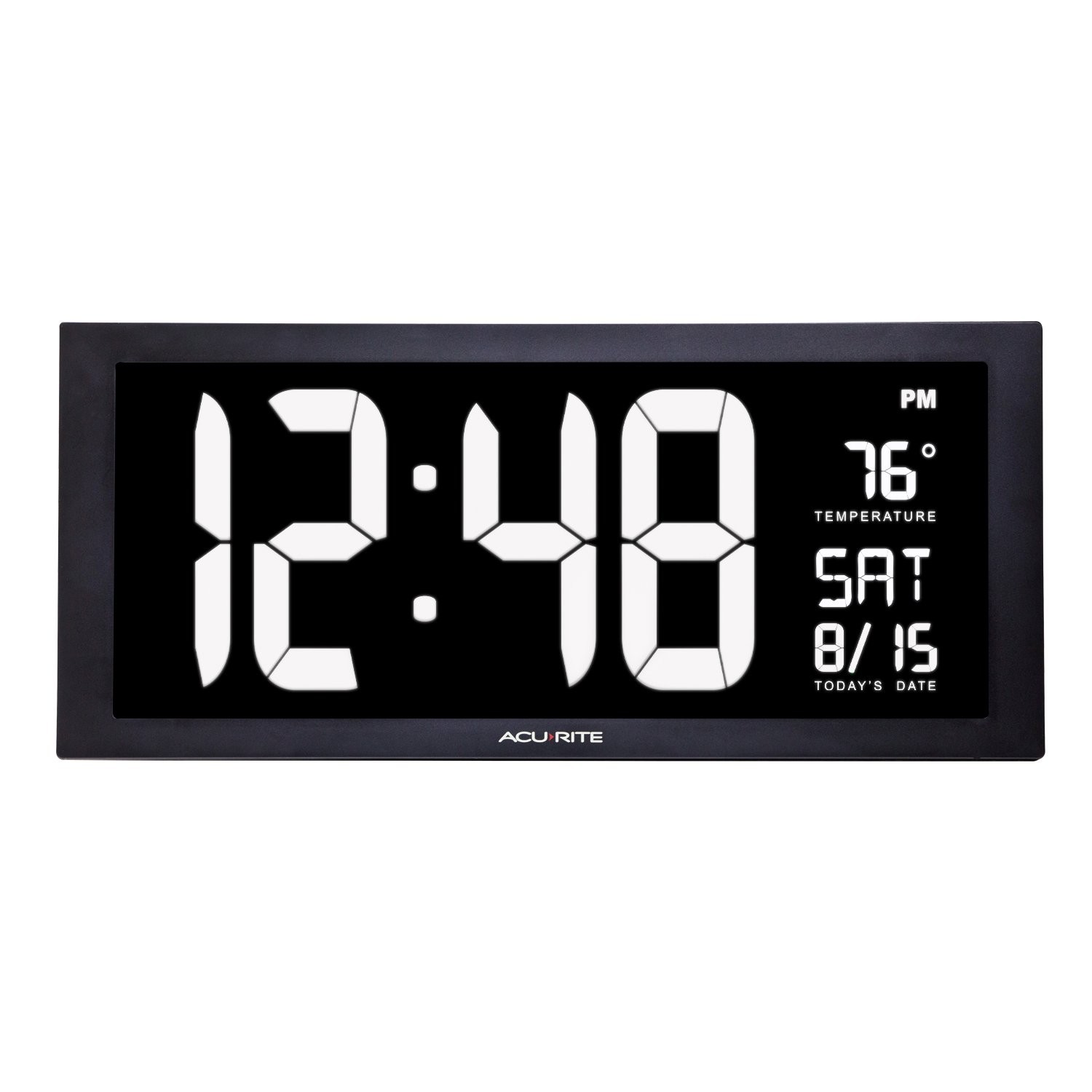 76102M Oversized LED Clock with Indoor Temperature, Date and