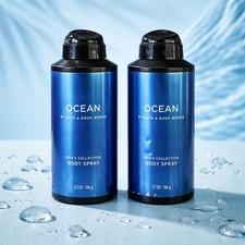 Lot of 2 Bath  Body Works Men's Collection Body Spray 3.7 oz OCEAN with DEFECTS