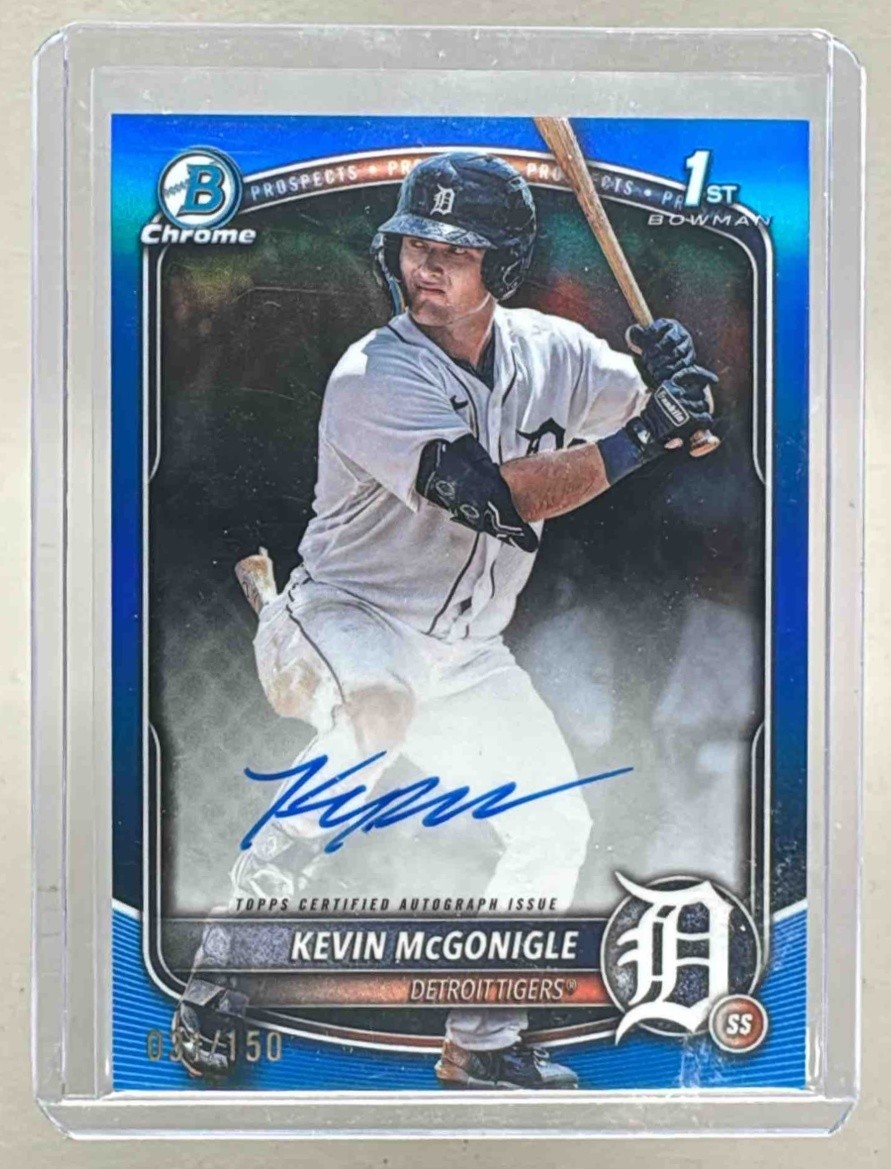 Kevin McGonigle 2025 Bowman Chrome #CPA-KM Blue Refractor Auto 1st RC 31/150
