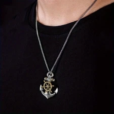 Men's Hip Hop Style Anchor Pendant Alloy Necklace Unisex Fashion Jewelry Gift