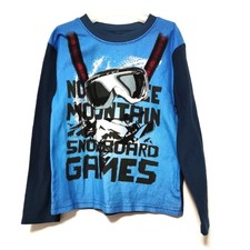 snowboarding sz XS boys blue Long Sleeve shirt Pajama Graphic Design tee kids