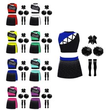Kids Girls Dress Leader Dancewear Crop Top Outfits Performance Cutout Stage