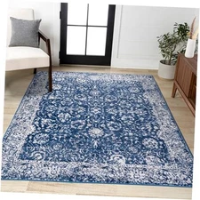  Soleiman Modern Navy Indoor Area Rug, 5x8, Vintage, Transitional, Easy 