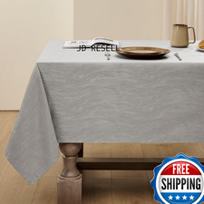 Veblandy Swirl Jacquard Tablecloth Waterproof Stain Resistant Dining Table Cloth
