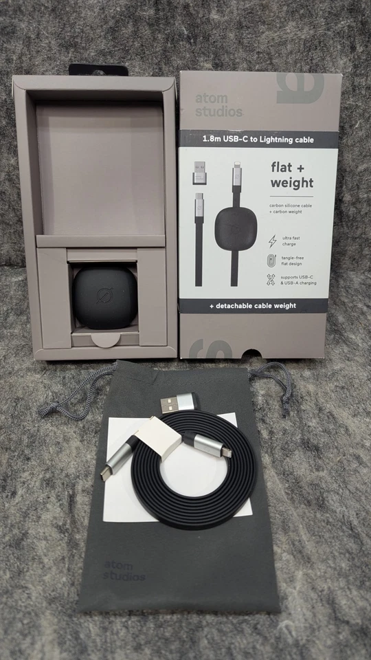 iPhone SE 2nd G 8/7/6/6s Split Slicone & Flat/Weighted 8-Pin Cable Atom Studios - Image 4 of 4