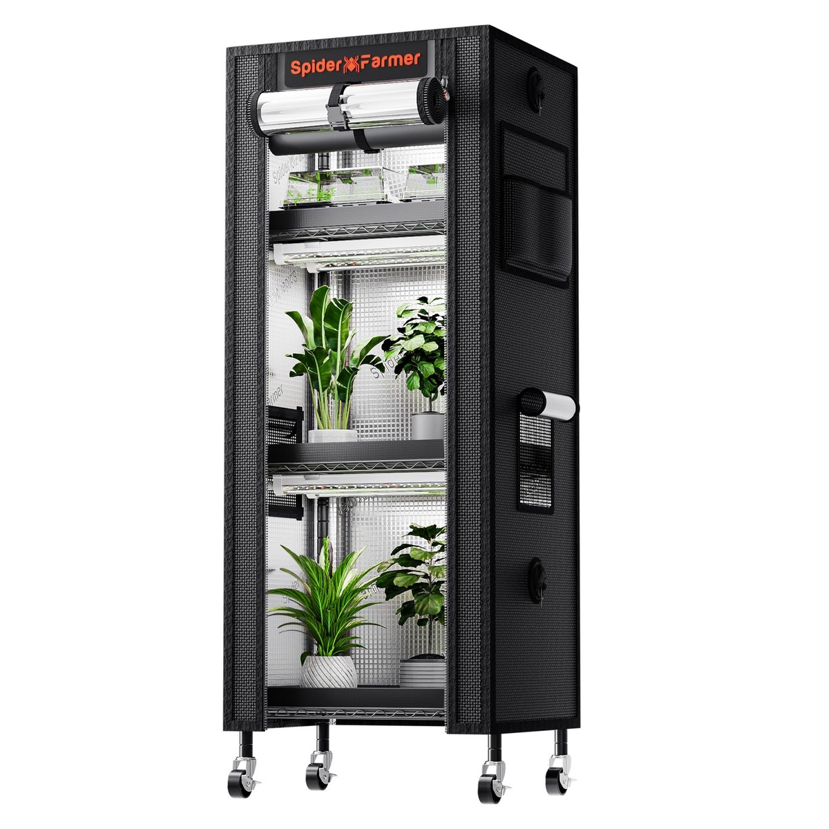 New Updated Spider Farmer Plant Stand With Grow Lights and Tent
