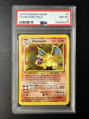 1999 Charizard Base Set Holo Card 4/102 PSA 8 NM-MT Pokémon