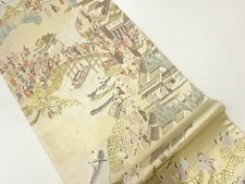 7690447: JAPANESE KIMONO JAPANESE FUKURO OBI / WOVEN SCENERY IN THE PAST
