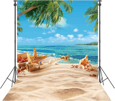 5X7ft Polyester Blue Summer Beach Seaside Sunset Backdrop Tropical Hawaiian Ocea