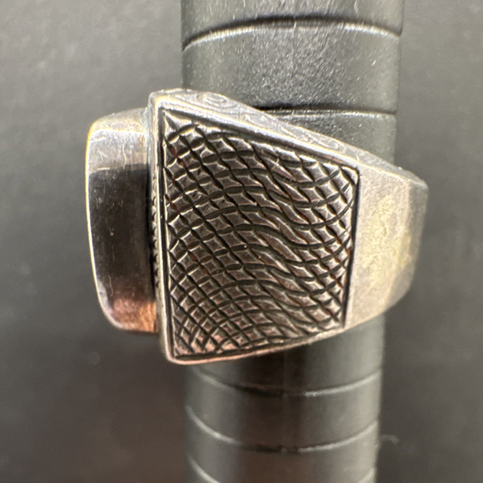 Vintage Silver Band Ring with Rectangular stone S… - image 10