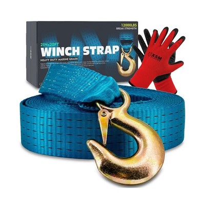 Heavy-Duty Marine-Grade Boat Trailer Winch Strap Kit (2'' x 20', 12,000 lbs Br...