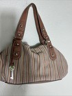 Fossil Key Multi-color Stripe Woven Straw Large Tote Satchel Hand Bag Purse