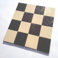 Victorian floor tiles on sheet - black & white 70mm squares (x16) Chequerboard 