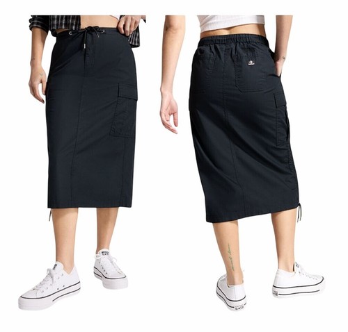 ⭐Converse Women's Skirt Long Woven Cargo Size M Black Street Wear 4 Pockets New