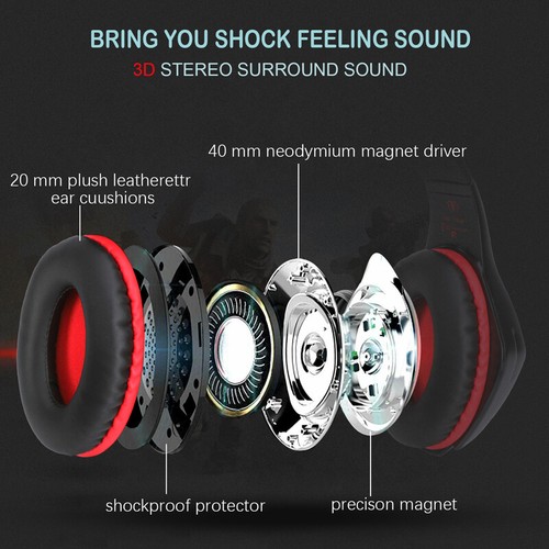 Best Gaming Headset Gamers Headphones for XBOX One PS4 PC With Microphone Red - Photo 4/12