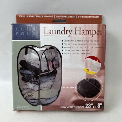 Flex Fold Laundry Hamper Mesh Construction 23 x12 x12  NEW