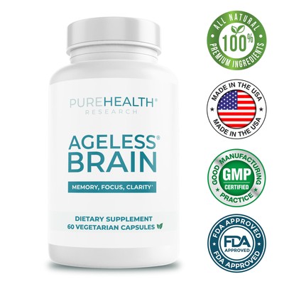 PureHealth Ageless Brain - Niacin, Vitamin b6 -Memory, Focus, Boost Brain Health