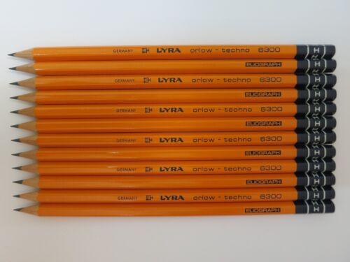 12 VINTAGE LYRA PENCILS: ORLOW-TECHNO 6300 H - MADE IN GERMANY, UNUSED, NOS - Picture 2 of 2