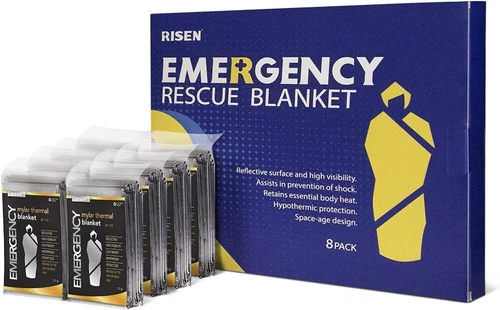1-10pack Risen Emergency Foil Mylar Thermal Blankets Retains 90% of Body Heat
