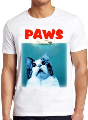 T-Shirt Pfoten Katze schwimmende Katze Haustier Sommer Angeln Film Meme lustig Geschenk M900