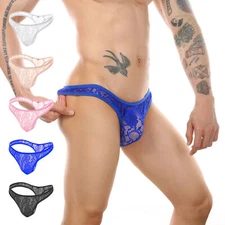 Men's Sexy Lace Thong Briefs Underwear bikini pouch G string jockstrap