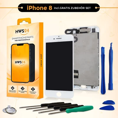 HWS24 Display für iPhone 8 mit RETINA LCD Glas VORMONTIERT Komplett Front WEISS -White
