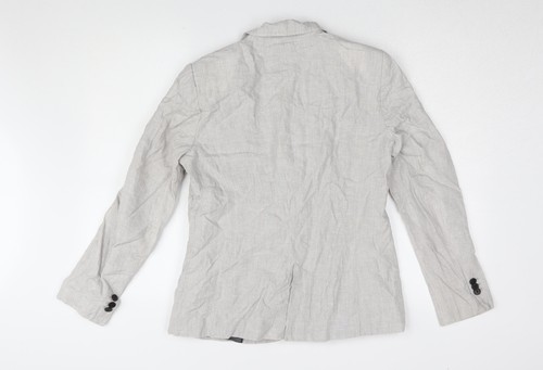 Zara Women's Grey Linen Blazer Size 14 Regular - Picture 2 of 12