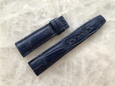 21mm/18mm Blue Alligator Crocodile Embossed Leather Watch Strap Band