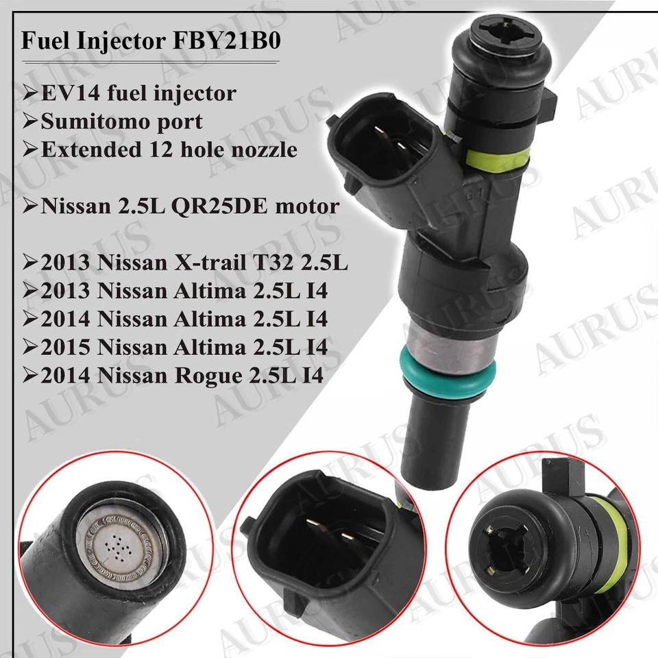 4 оригинальные топливные форсунки Hitachi для Nissan Altima Rogue 2,5 л FBY21B0 I4 2013-2015 годов выпуска - Изображение 2 из 4
