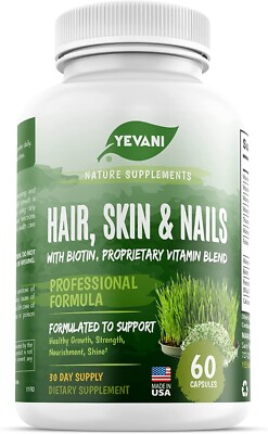 100% Pure Hair, Skin and Nails Vitamins with Biotin Super Blend Formula