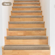 Set of 13 - Non Slip Carpet Stair Treads 9.5" x 21.7" Rugs for Stairs Beige HA