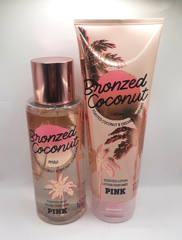 VICTORIA'S SECRET PINK BRONZED COCONUT BODY MIST & LOTION (SET OF
