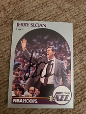 Jerry Sloan signed autographed AUTO 1990-91 Hoops card #330 Utah Jazz 