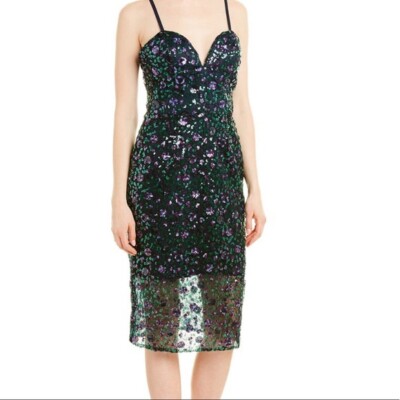 NEW DRESS THE POPULATION Addison Sequin Lace Cocktail DRESS $248