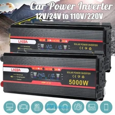 5000W Watt Vehicle Car Power Inverter DC 12V 24V to AC 110V 120V Power Converter