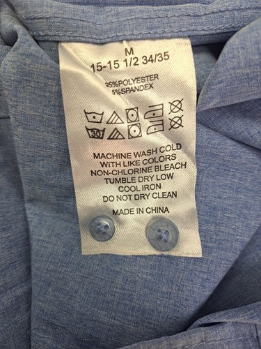 NWT Lucky Brand Short Sleeve M Stretch Button Up Shirt Men's Slim Fit Blue #4981 - Picture 9 of 11