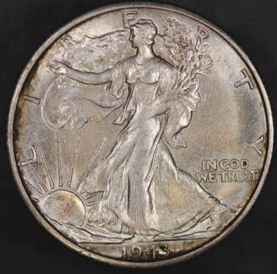 1943 S Walking Liberty Half Dollar-TONED-LOT AA- 6688 | eBay