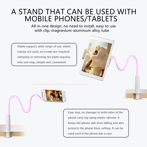 Long Arm Bed Desk Lazy Phone Holder Mount Stand 360 Flexible Holder Universal - Zdjęcie 28 z 36