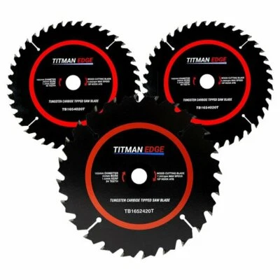 Titman Edge Cordless/Plunge Saw Blade Triple Pack - 165mm 20mm Bore Thin Kerf