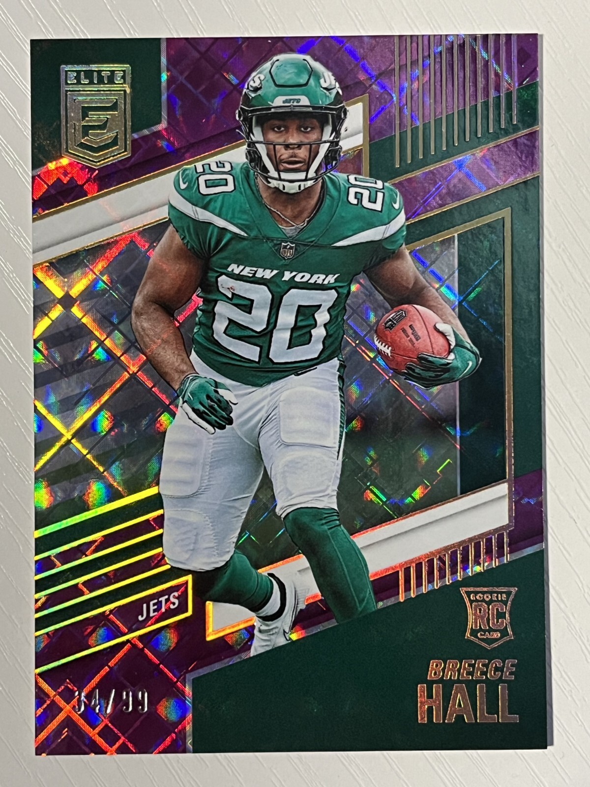 Breece Hall 2022 Donruss Elite Purple RC #108 34/99 New York Jets