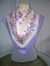 VTG ERRE /NORMA DELLA LEGGE SILK SCARF 34"SQUARE LAVENDER FLORAL EUC