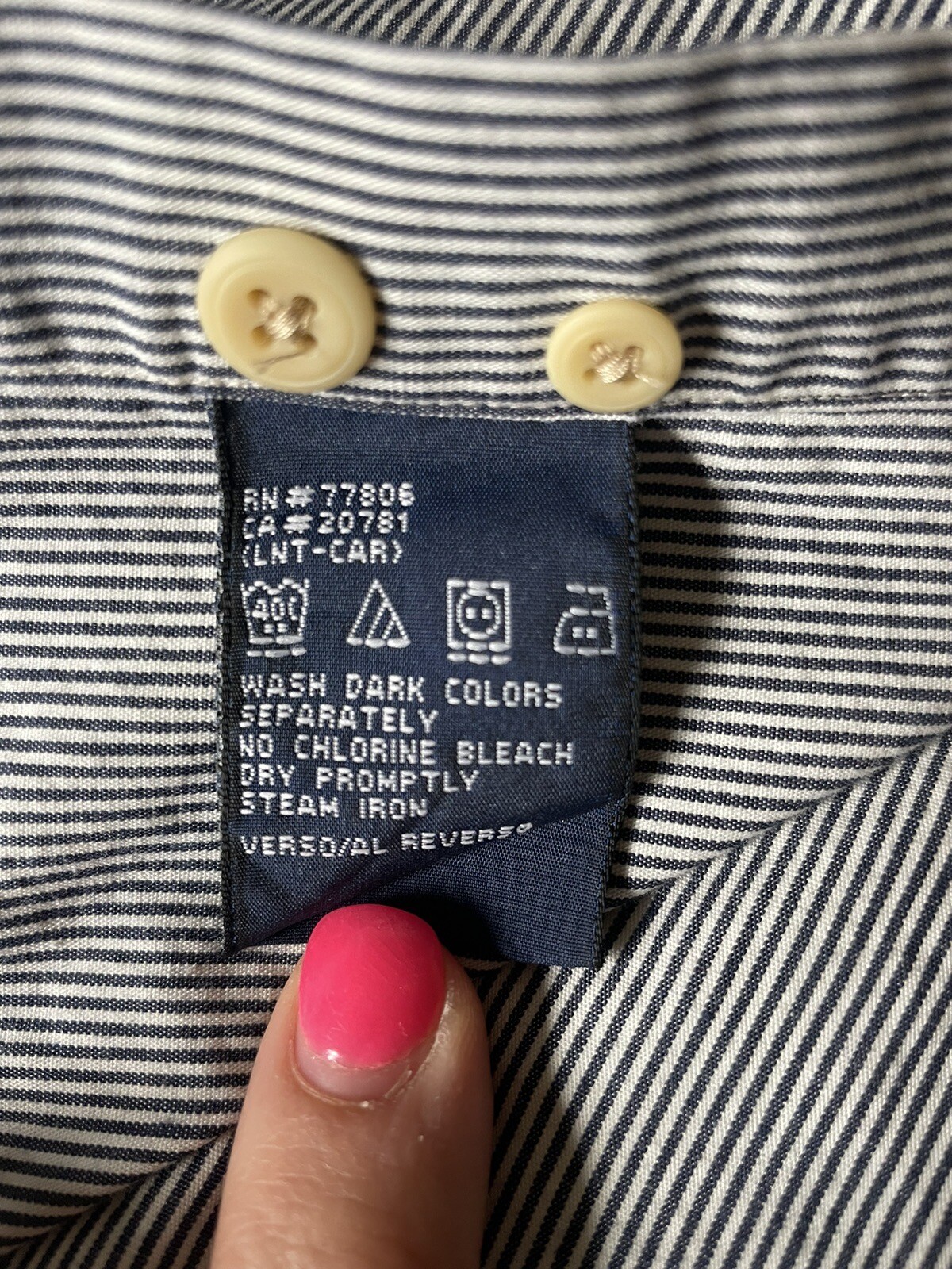 Tommy Hilfiger Shirt Mens L Blue White Striped Long Sleeve Button Down Vintage thumbnail 7