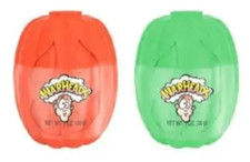 Warheads 2-PACK Extreme Sour 3D Green  Orange Plastic Pumpkin NEW BB 12/2025