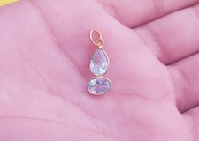 Ciondolo con ciondolo in oro topazio blu naturale, ciondolo in oro 18 kg, col...